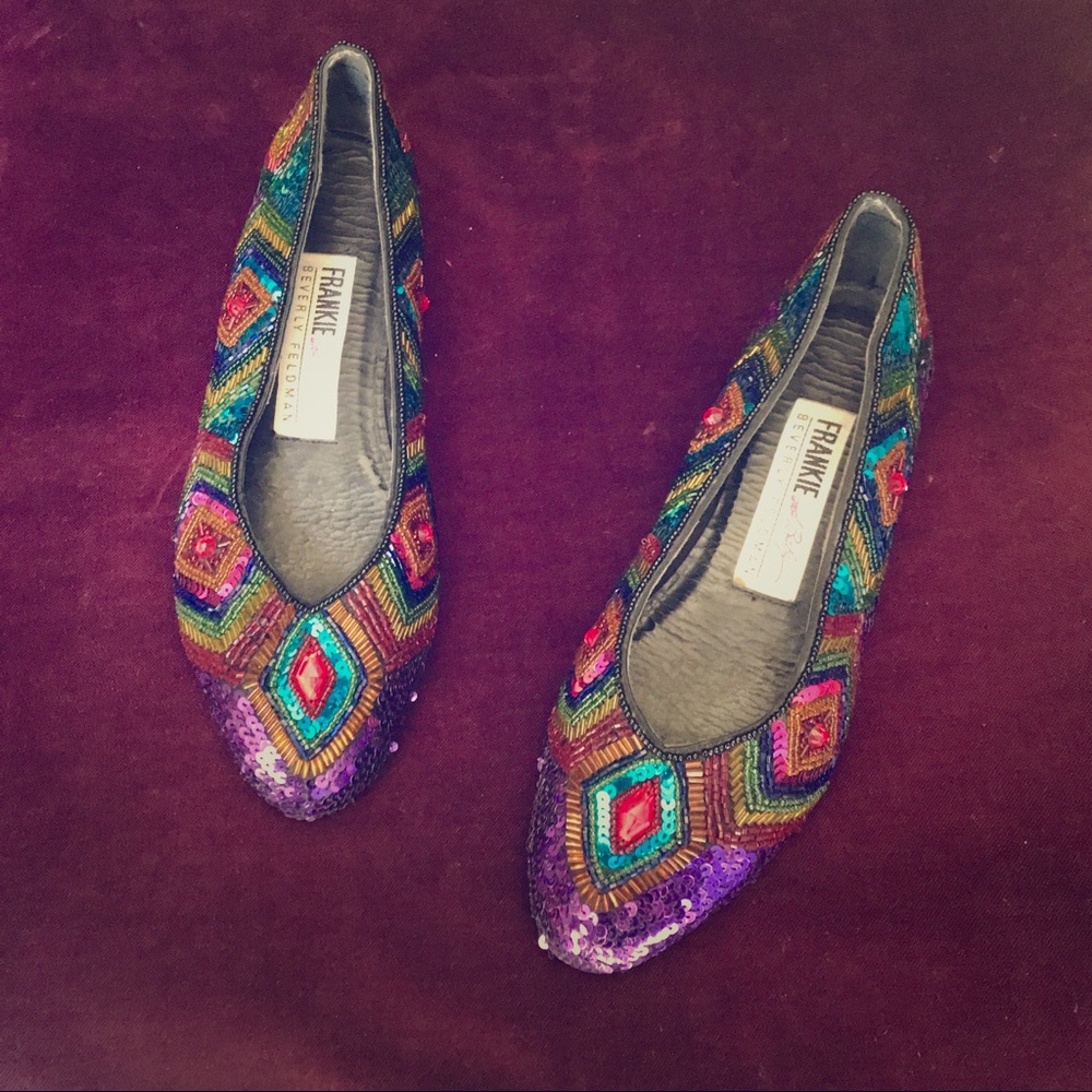 Vintage 1980s Beverly Feldman Sequin Flats